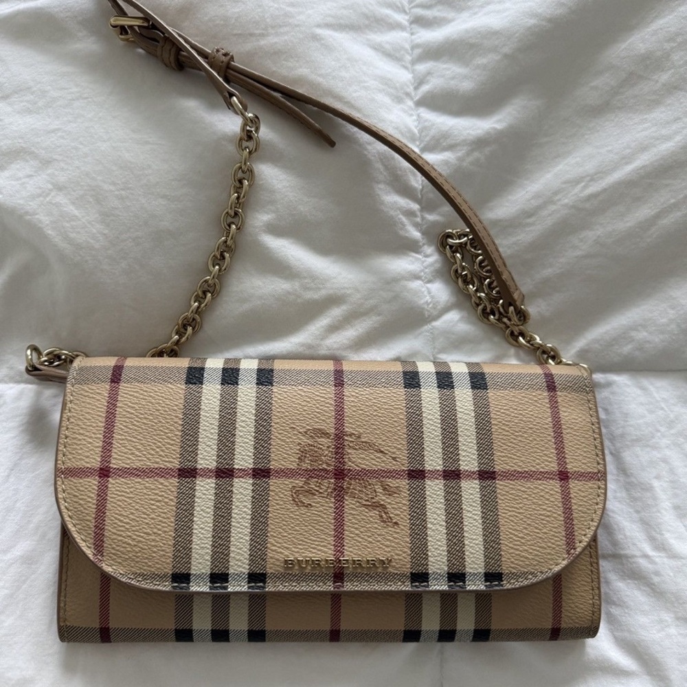 Burberry Beige and Red Plaid Clutch